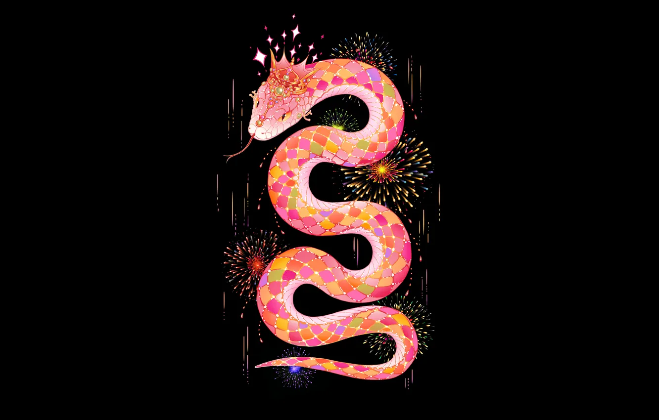 Фото обои праздник, новый год, black background, год змеи, YEAR OF THE SNAKE, Chinese New Year, 2025