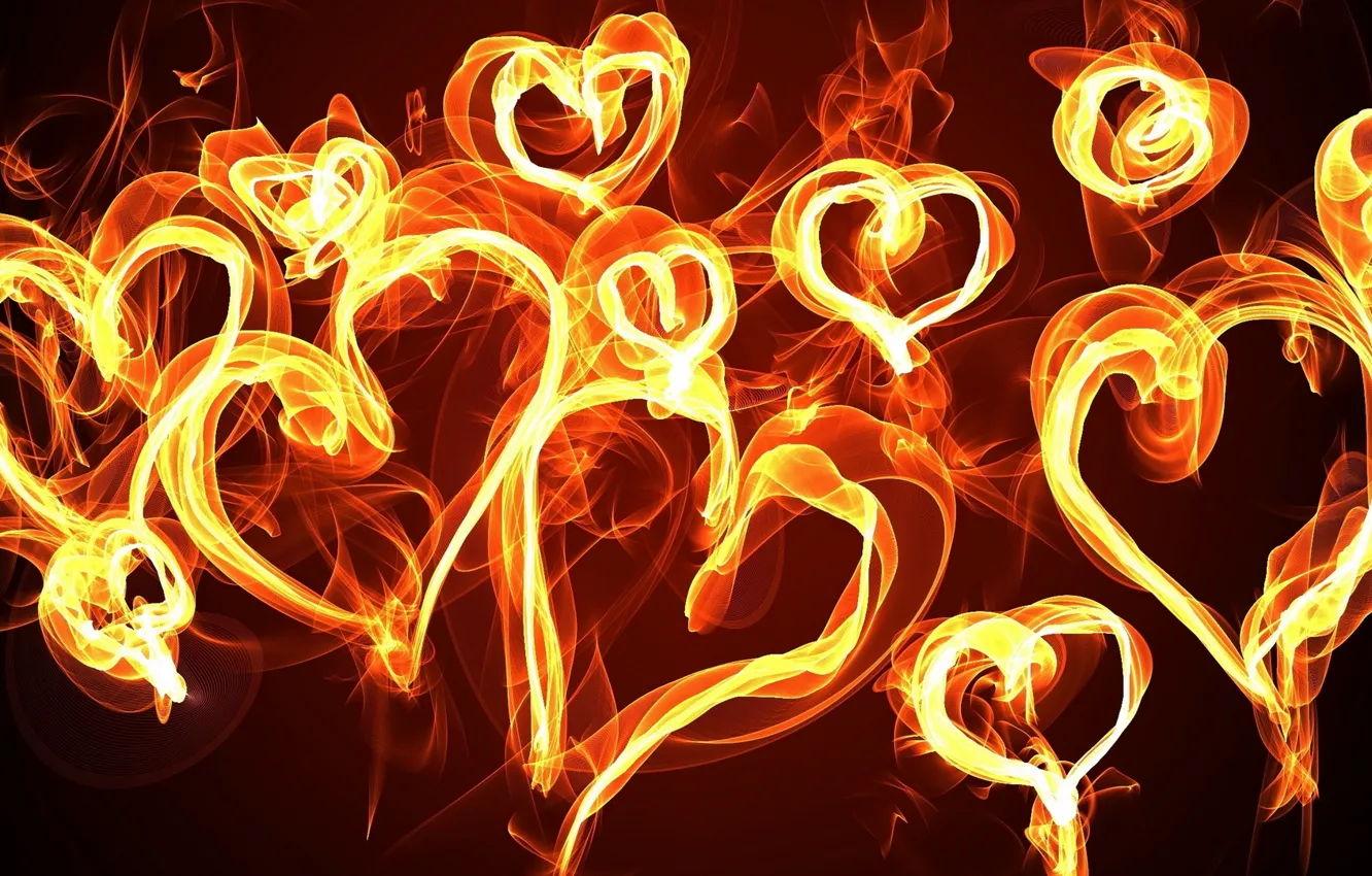 Фото обои абстракция, огонь, сердечки