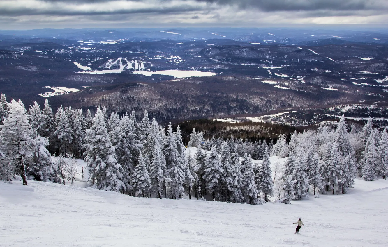 Фото обои зима, гора, долина, Canada, Quebec, Mont Tremblant