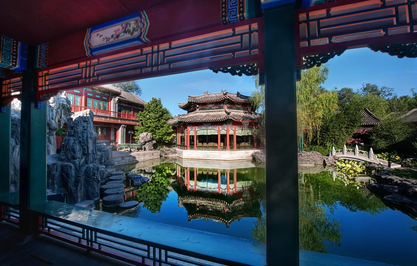 Фото обои style, water, decoration, Oriental buildings