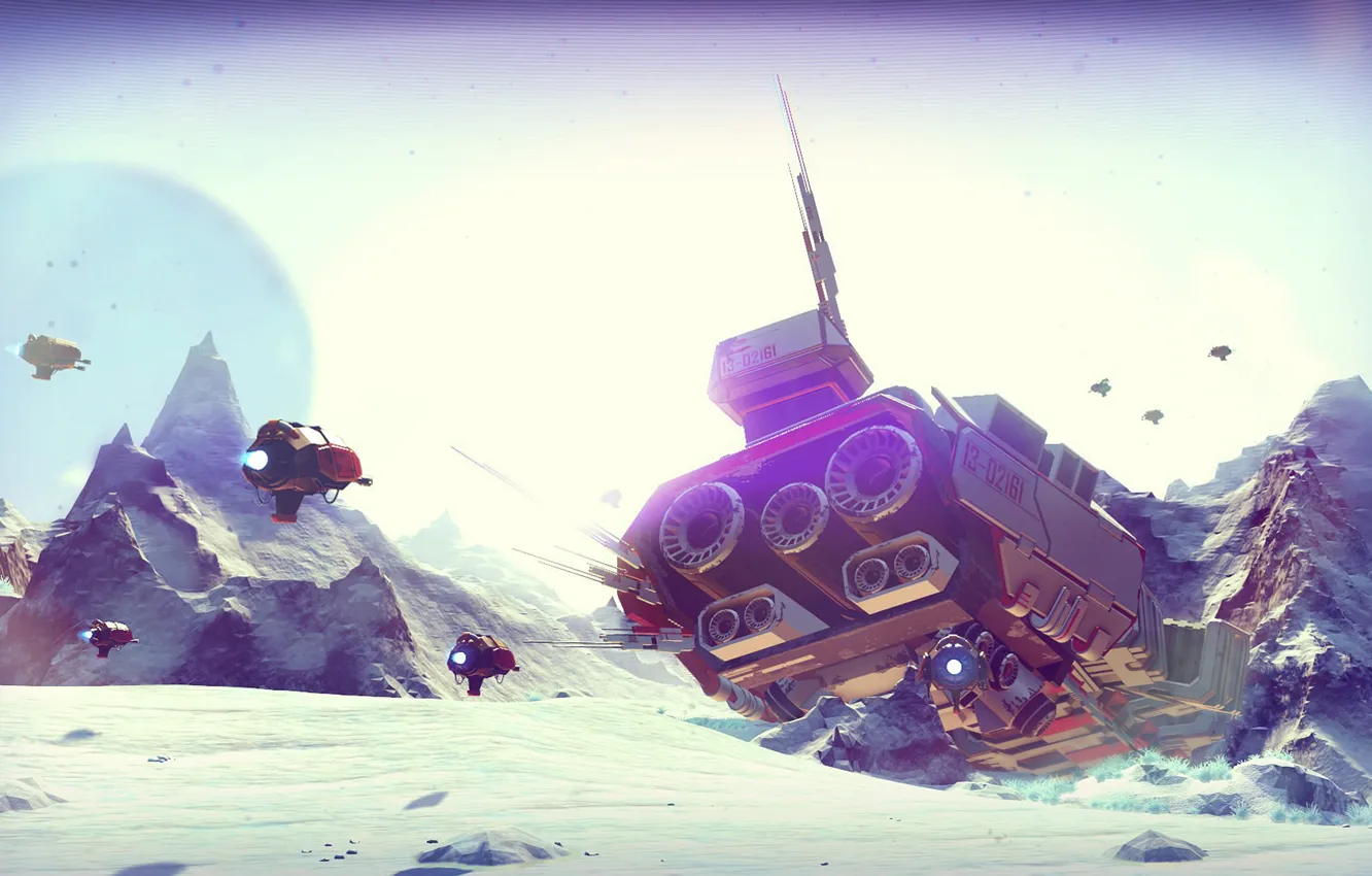 Фото обои winter, snow, crush, starship, nms, no mans sky, starship crash