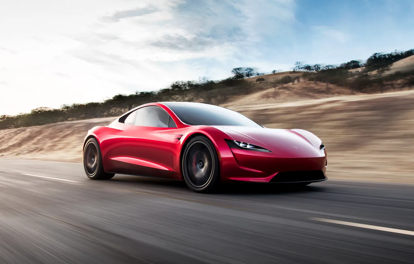 Фото обои car, Roadster, future, red, Tesla, 2020, Tesla Roadst