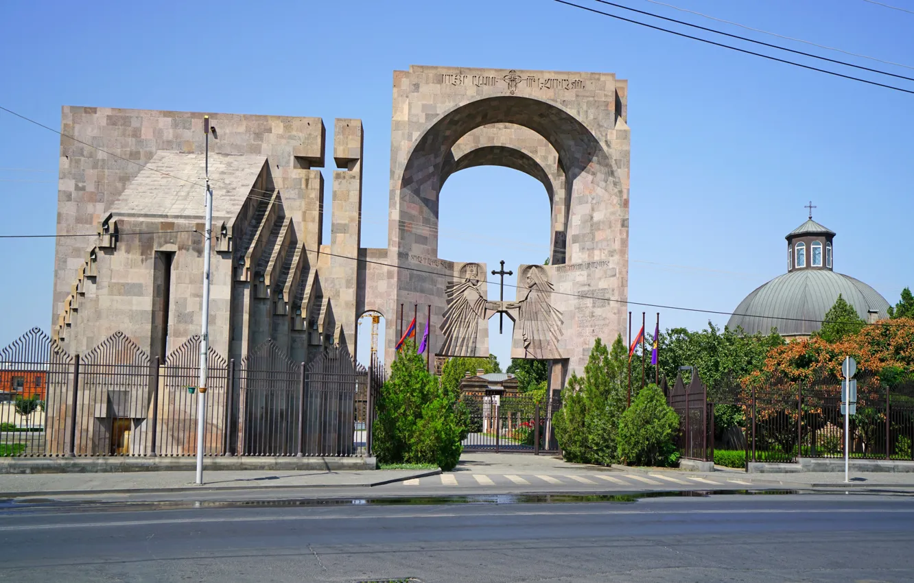 Фото обои Забор, Ворота, Храм, Армения, Armavir