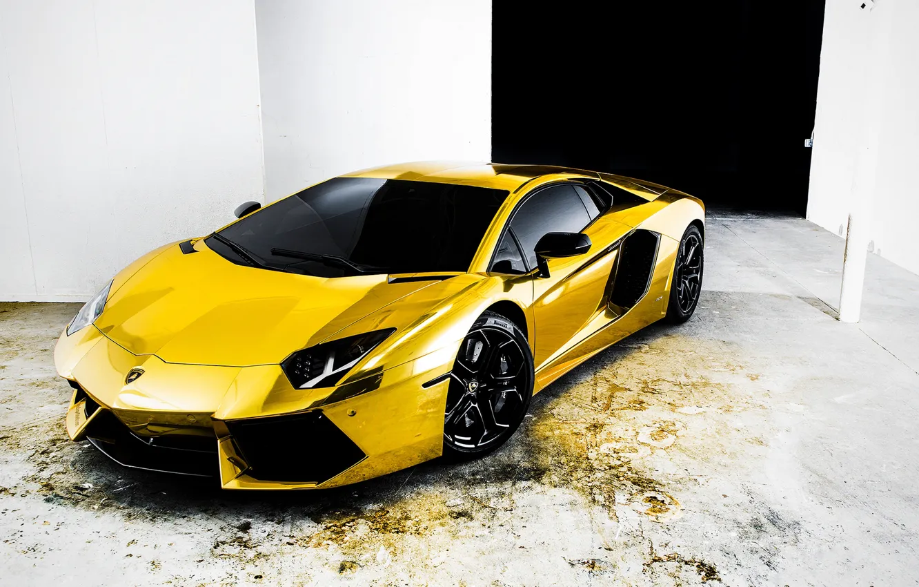 Фото обои Авто, Lamborghini, Тюнинг, Машины, Золото, Aventador, Gold, Спорткар