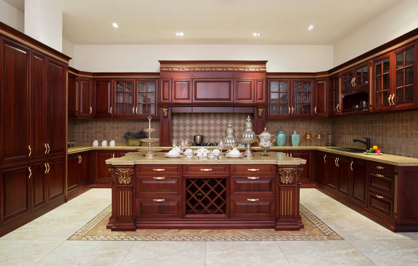 Фото обои мебель, большая, кухня, design, kitchen, роскошный