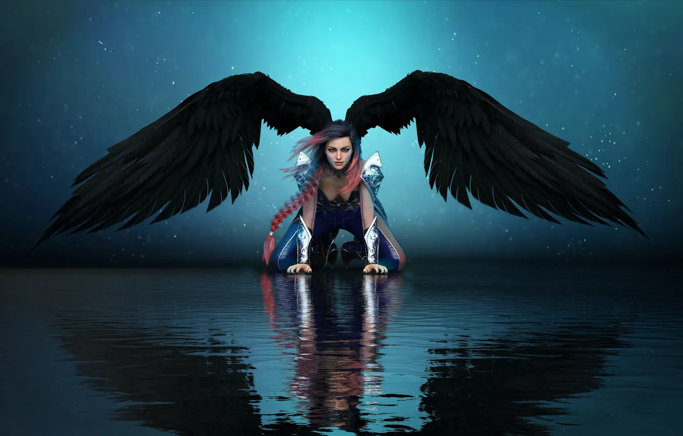 Фото обои girl, fantasy, wings, angel, angel girl