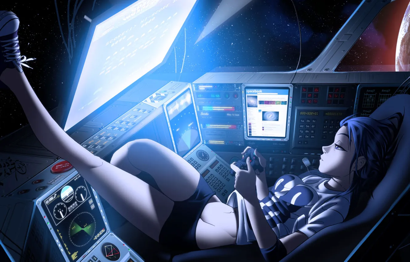Фото обои девушка, космос, вселенная, аниме, universe, anime, galaxy