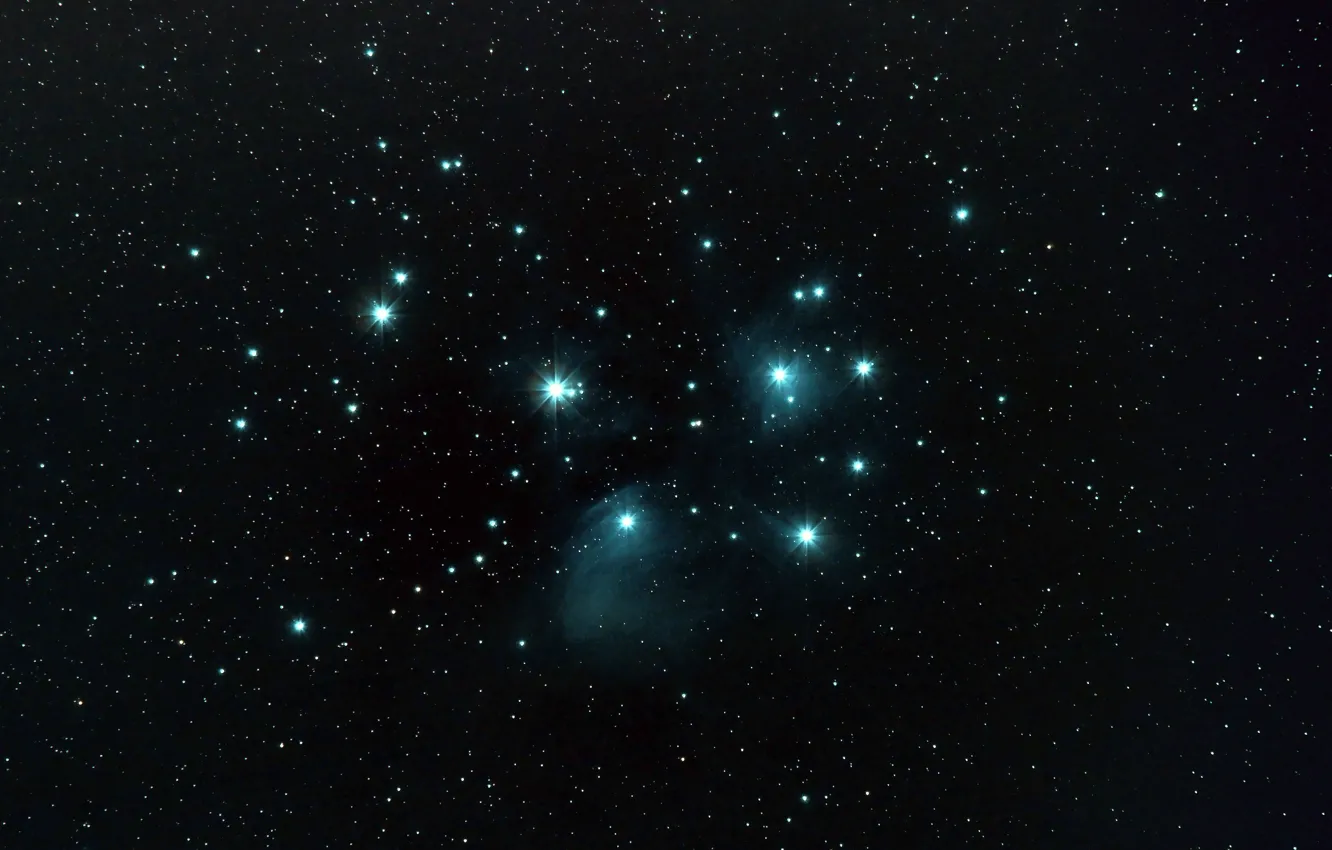 Фото обои Плеяды, M45, звёздное скопление, Семь сестёр