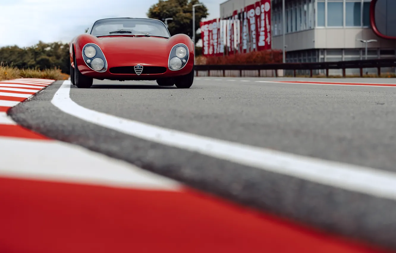 Фото обои Alfa Romeo, 1967, racing track, 33 Stradale, Tipo 33, Alfa Romeo 33 Stradale Prototipo