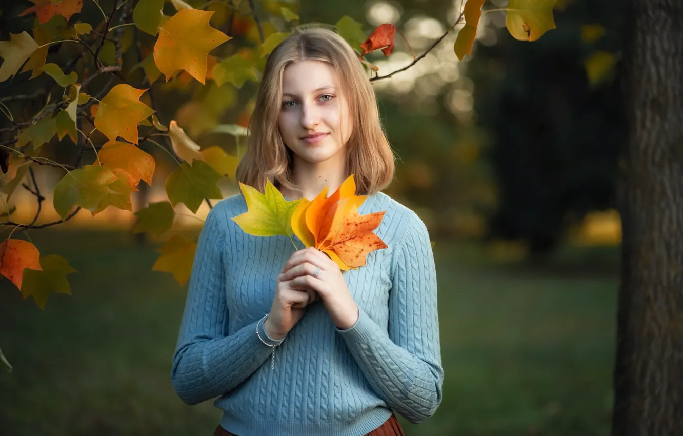 Фото обои осень, девушка, Ionela