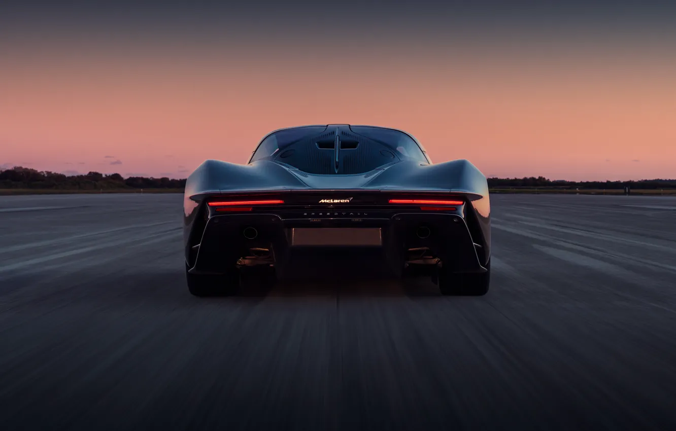 Фото обои McLaren, вечер, суперкар, вид сзади, гиперкар, 2019, Speedtail