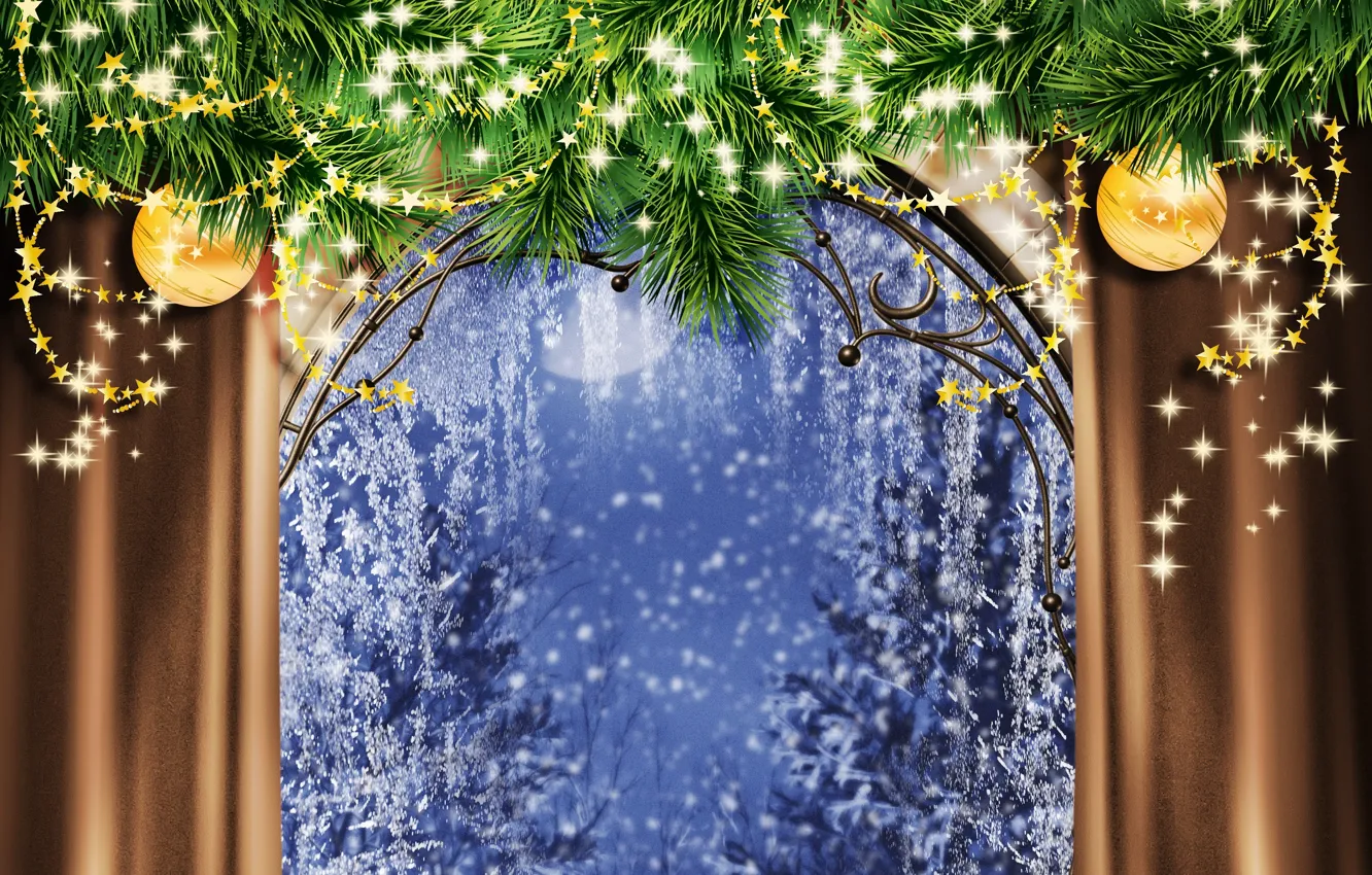 Фото обои шарики, украшения, праздник, новый год, Рождество, Christmas, New Year