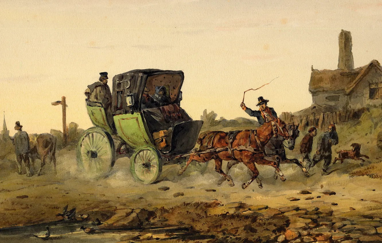 Фото обои painting, circa 1850, watercolor