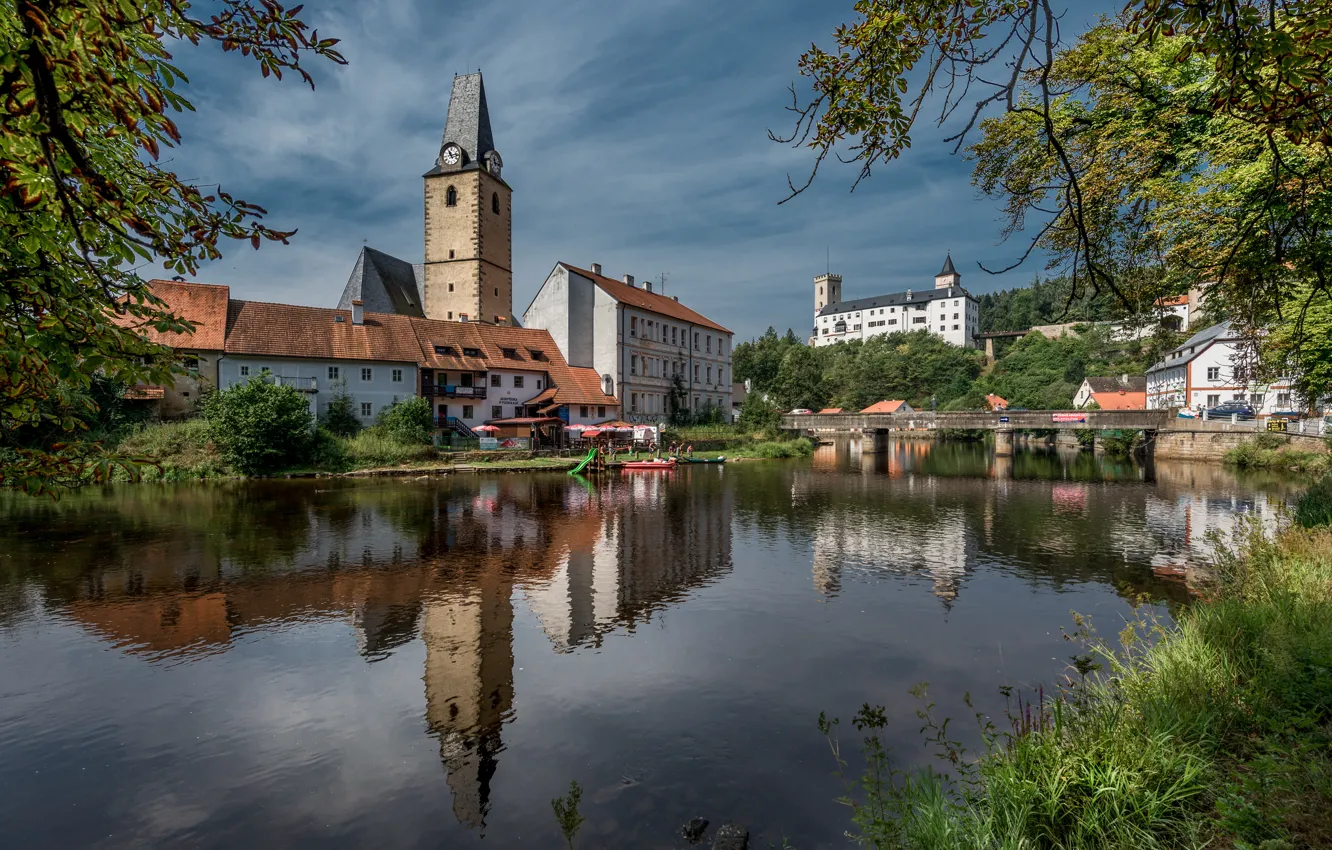 Фото обои река, замок, Чехия, Rožmberk Castle