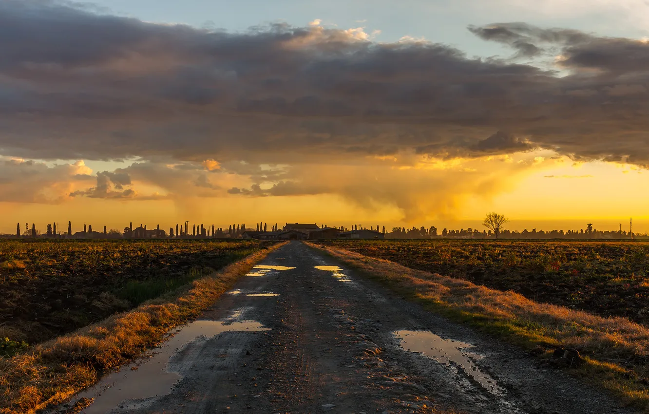 Фото обои rain, sunset, cloud, italy