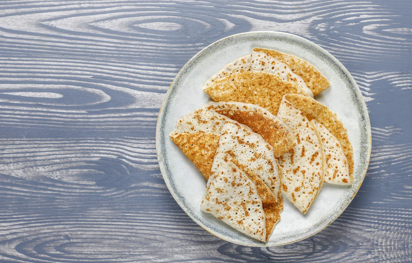 Фото обои доски, тарелка, блины, блинчики