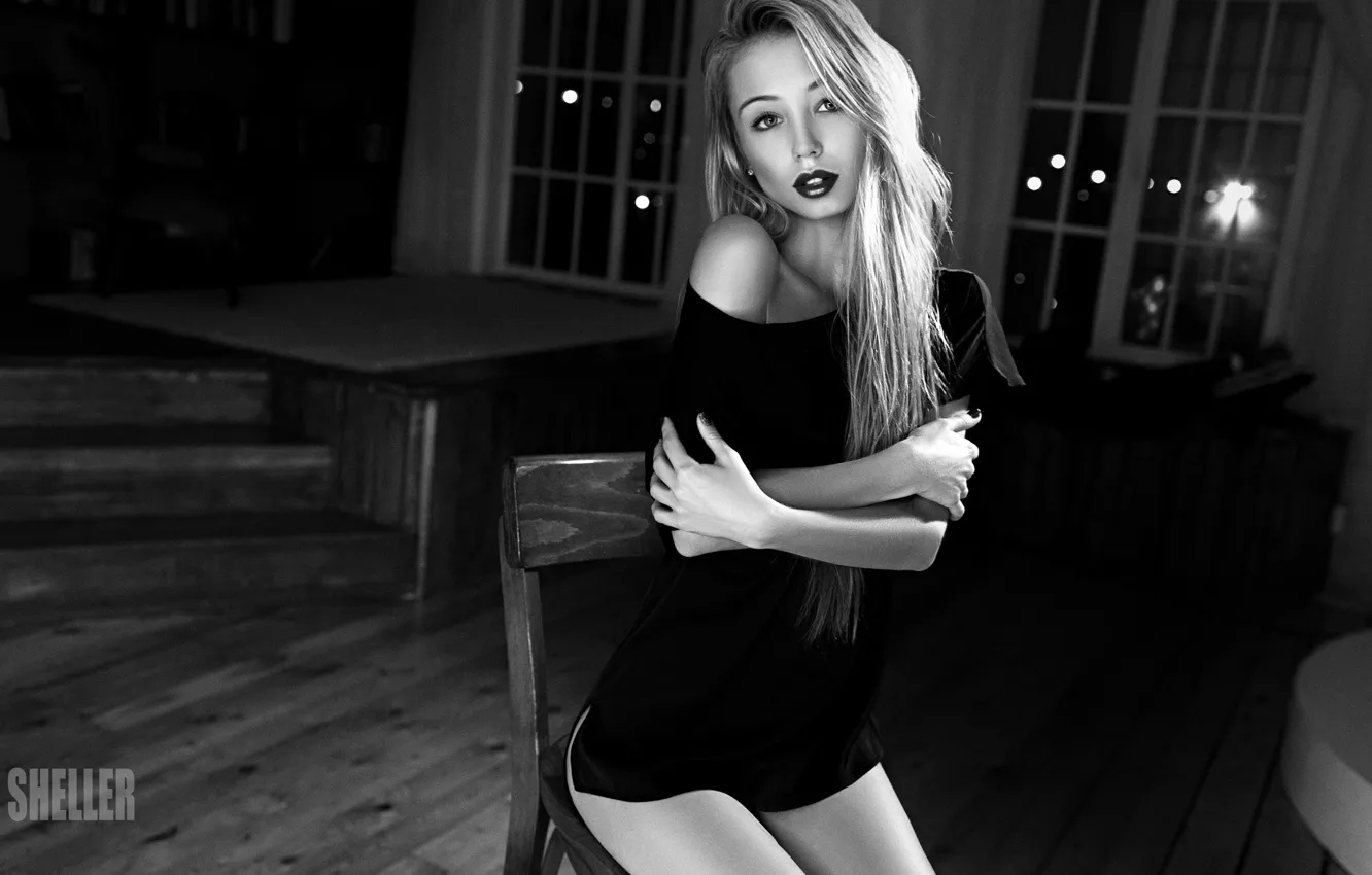 Фото обои black & white, girl, dress, legs, photo, photographer, monochrome, model