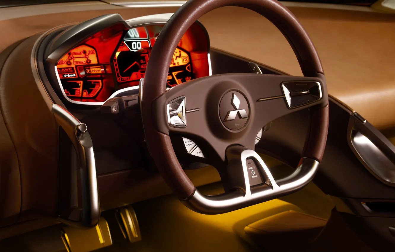 Фото обои 2008, руль, Mitsubishi, спорт кар, панель приборов, sport car, спортивное купе, Concept-RA