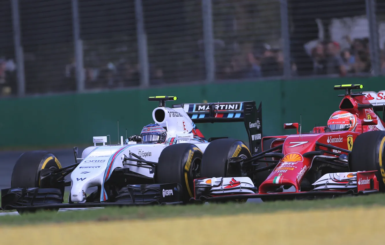 Фото обои Ferrari, Formula 1, Williams, Kimi Räikkönen, Valtteri Bottas, FW36, F14T