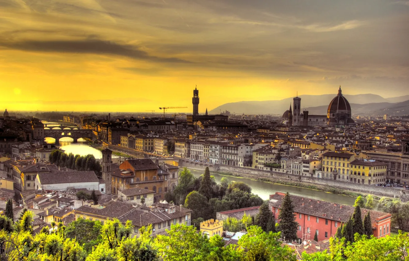 Фото обои закат, Италия, Флоренция, Italy, Sunset, Florence
