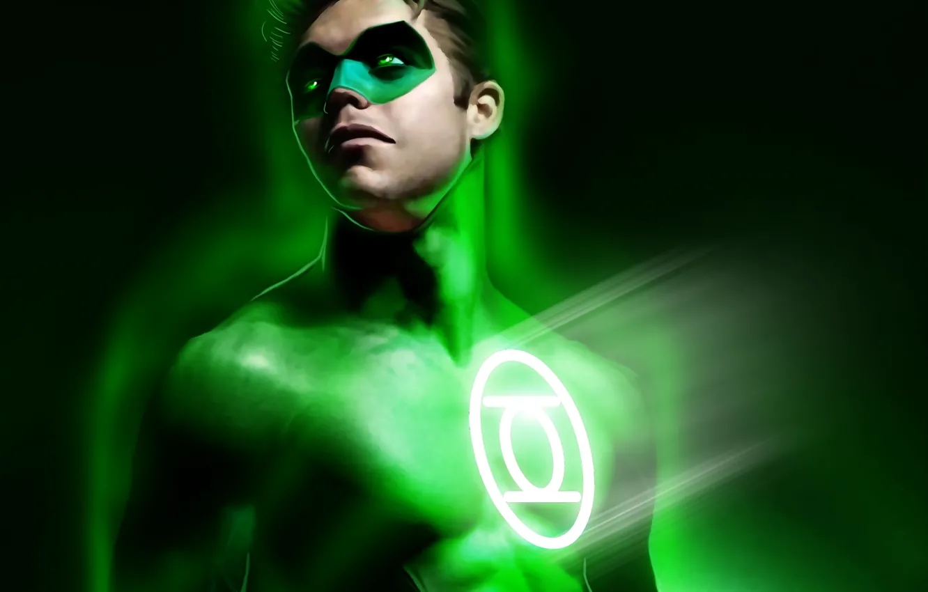 Фото обои маска, арт, костюм, Green Lantern, зеленый фонарь, DC Comics, Hal Jordan