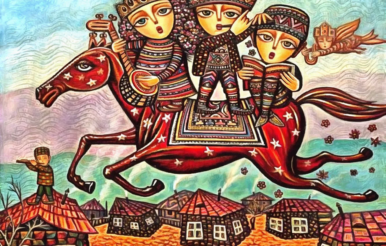 Фото обои звезды, дети, конь, дома, Родина, Севада Григорян