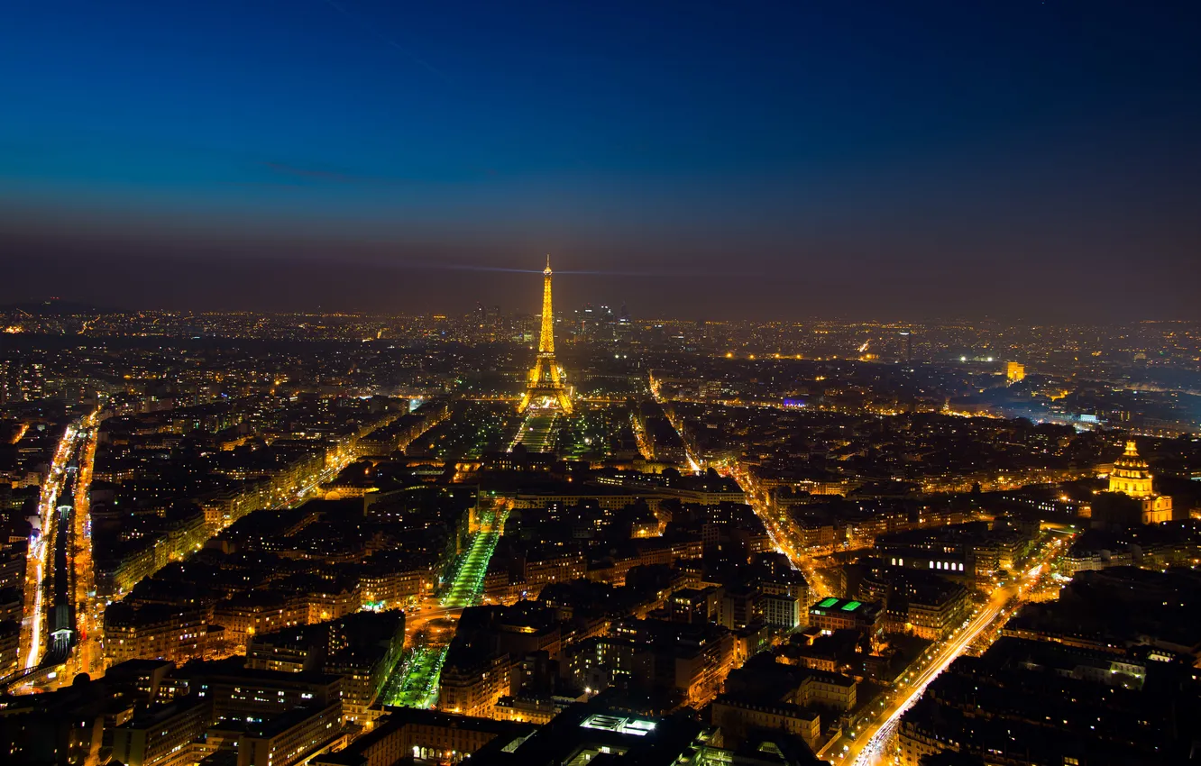 Фото обои ночь, огни, Париж