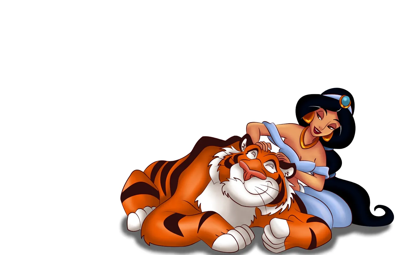 Фото обои тигр, фон, сказка, арт, Жасмин, детская, Аладдин, Раджа