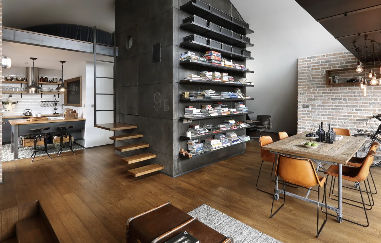 Фото обои дизайн, интерьер, кухня, столовая, by Dimitar Karanikolov, индустриальный стиль, Loft 9b
