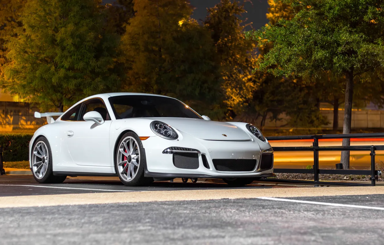 Фото обои Porsche, GT3, Night, White, 991