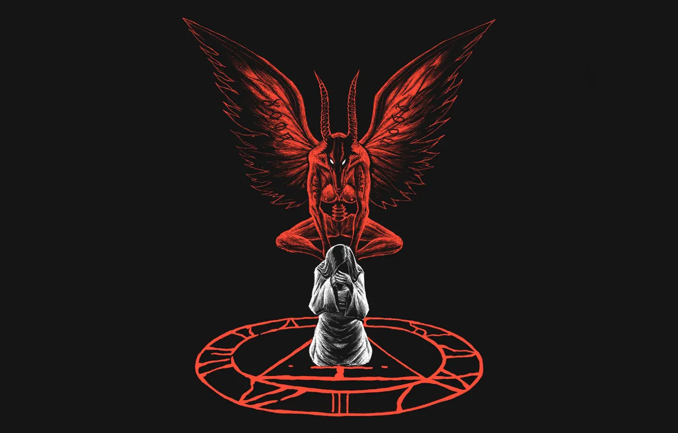 Фото обои девушка, крылья, демон, арт, рога, demon, эмблема, Silent Hill
