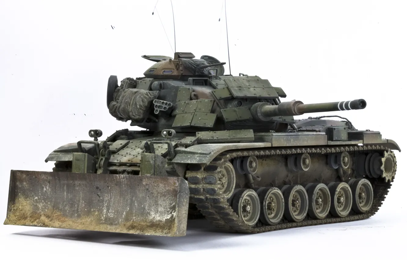 Фото обои игрушка, танк, боевой, средний, моделька, Patton, M60A1, M9 Dozer