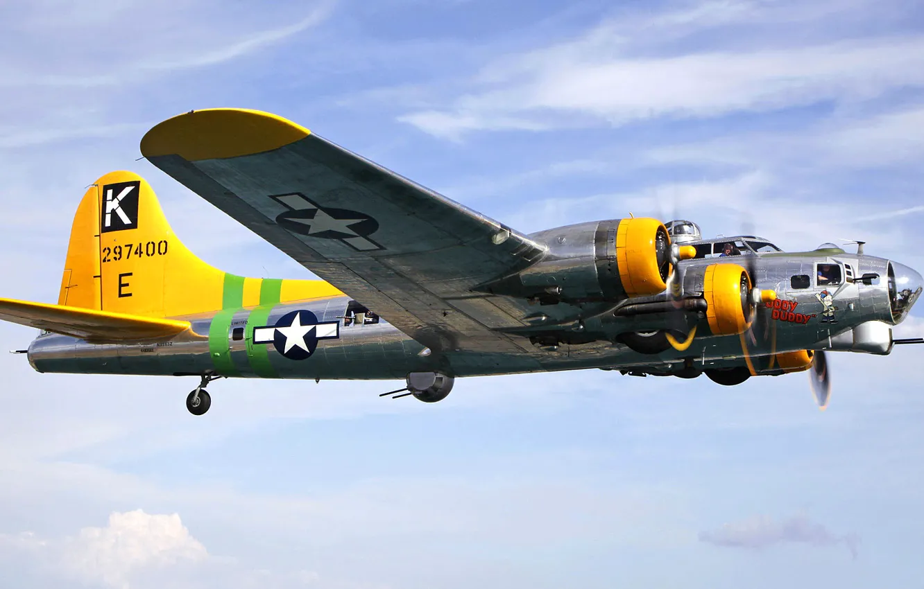 Фото обои небо, полет, самолет, бомбардировщик, Боинг, B-17, летающая крепость, Flying Fortress