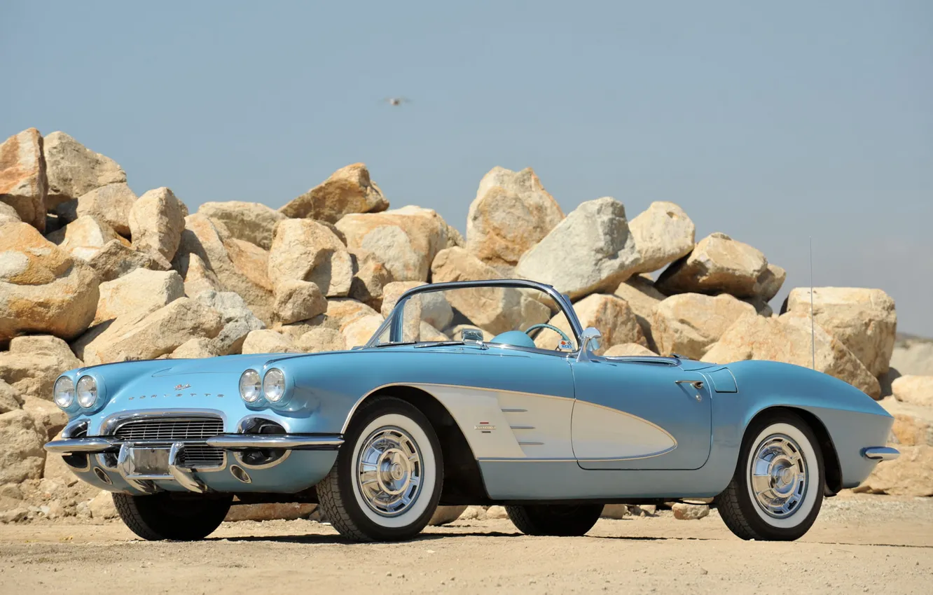 Фото обои авто, ретро, камни, 1953, кабриолет, классика, chevrolet, corvette c1
