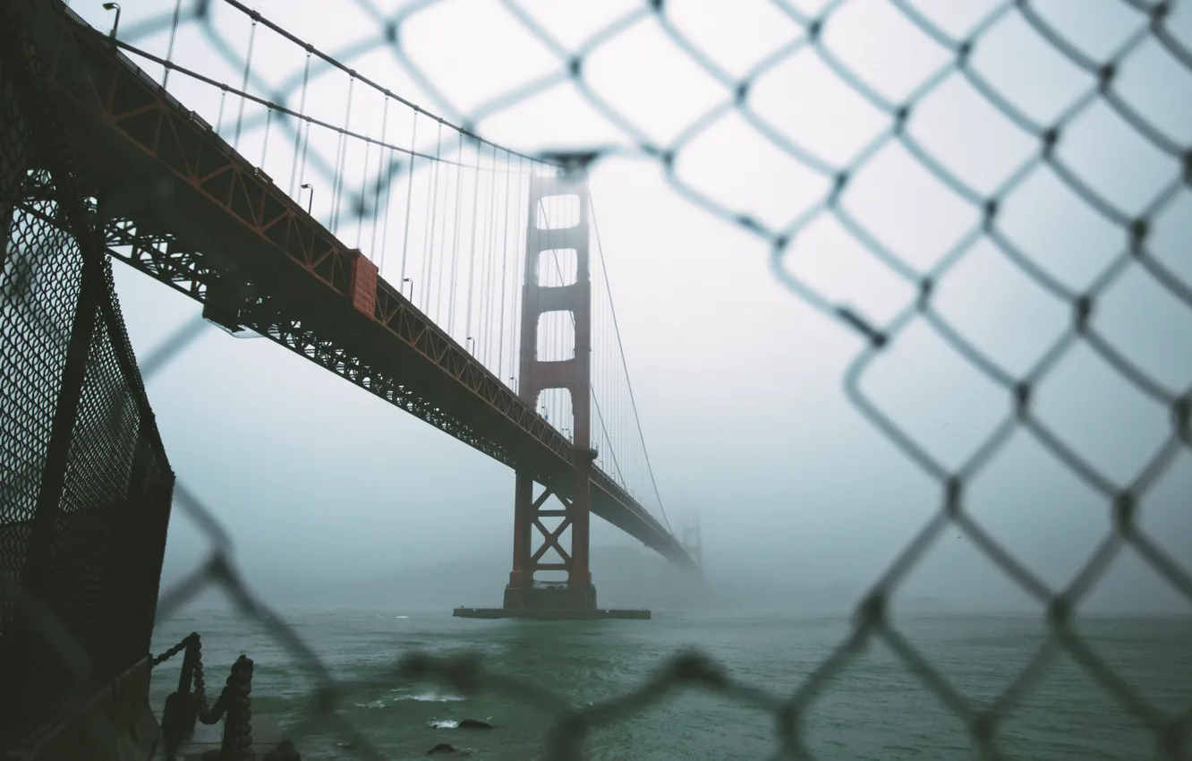 Фото обои Туман, Сан-Франциско, США, Golden Gate Bridge, Дыра, San Francisco, Мост Золотые Ворота, Foggy