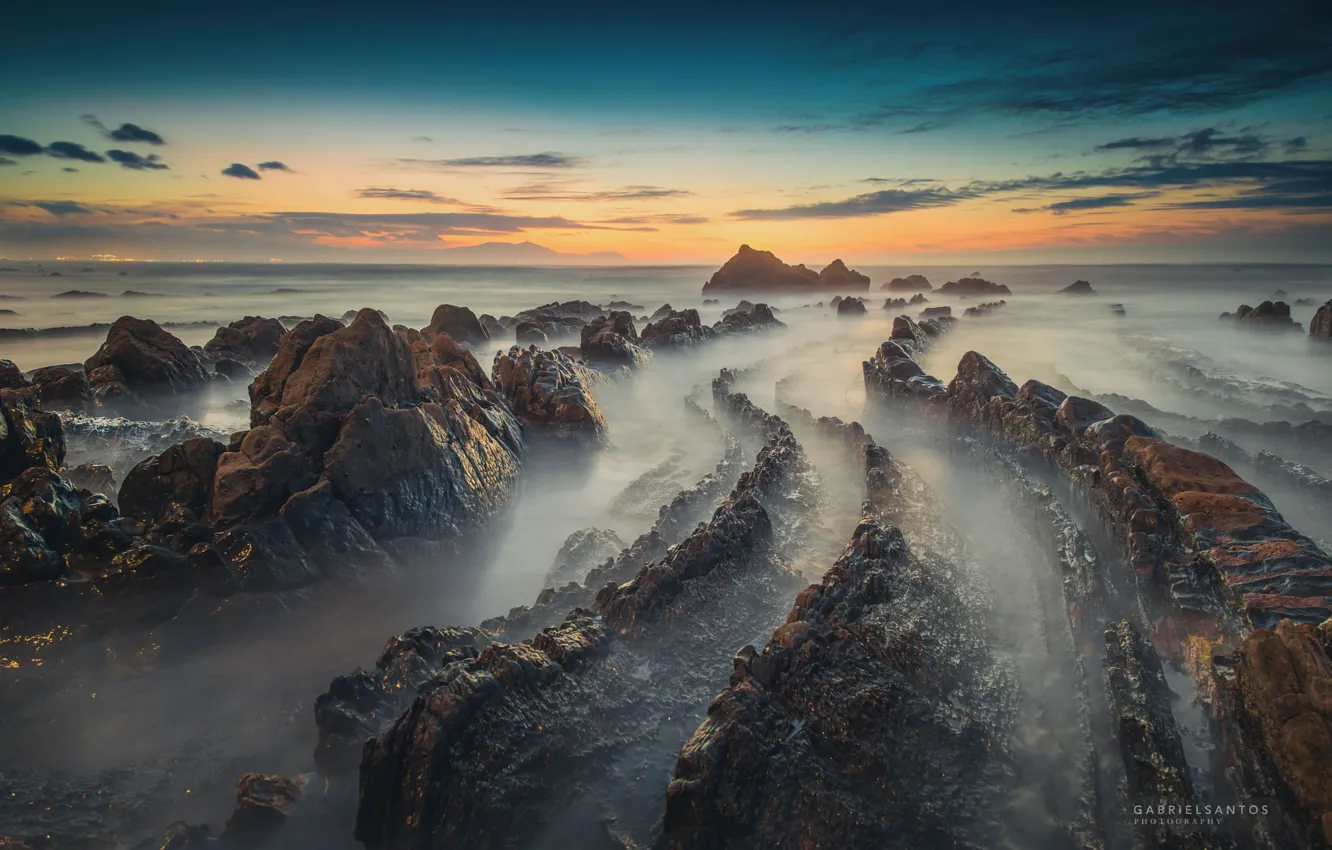 Фото обои море, скалы, Испания, Страна Басков