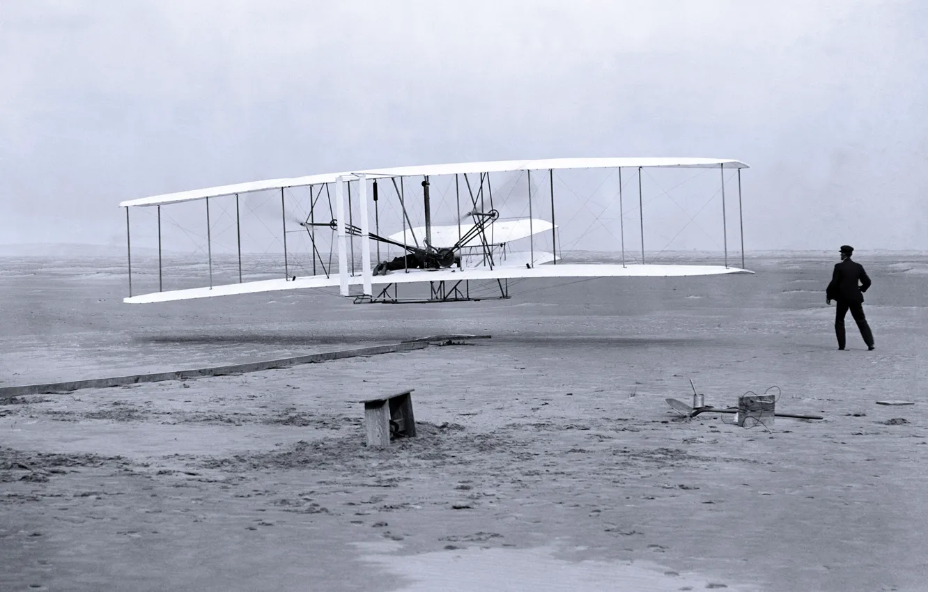 Фото обои самолет, первый полет, 1903-й год, братья Райт