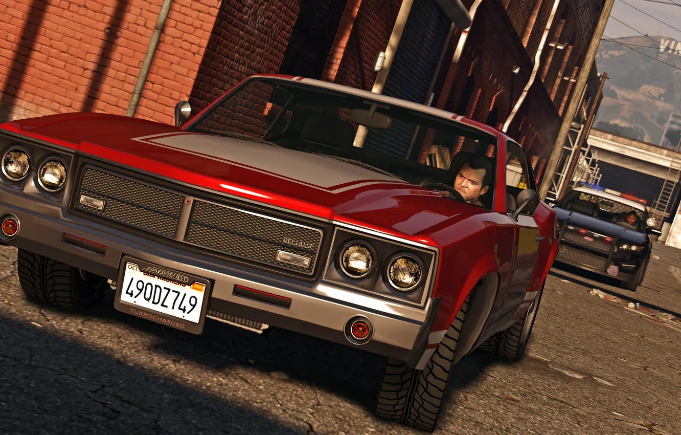 Фото обои дорога, машина, Майкл, Grand Theft Auto V