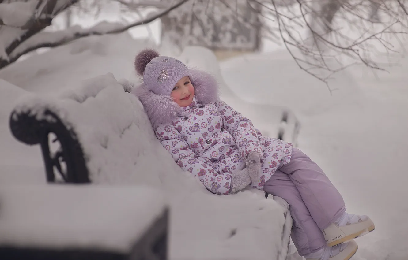 Фото обои зима, снег, природа, Девочка