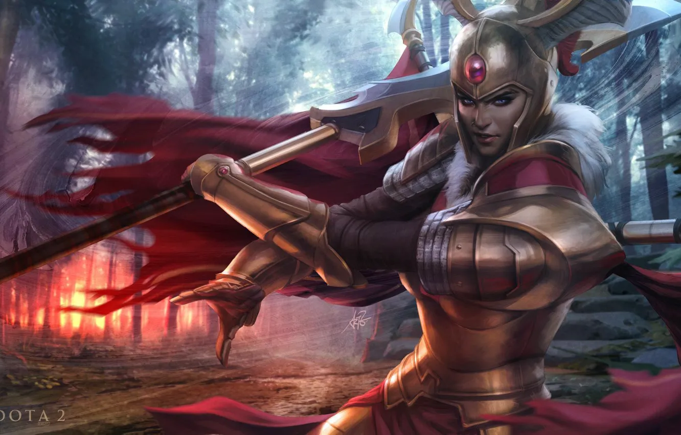 Фото обои девушка, меч, броня, art, dota 2, legion commander, Tresdin