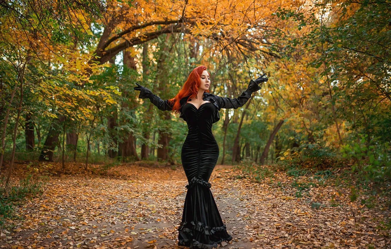 Фото обои sexy, dress, model, redhead, pose, Георгий Дьяков