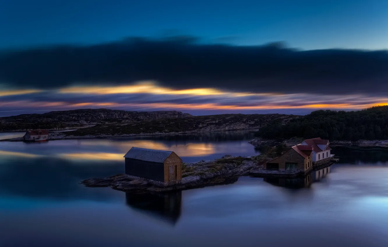 Фото обои море, ночь, Норвегия