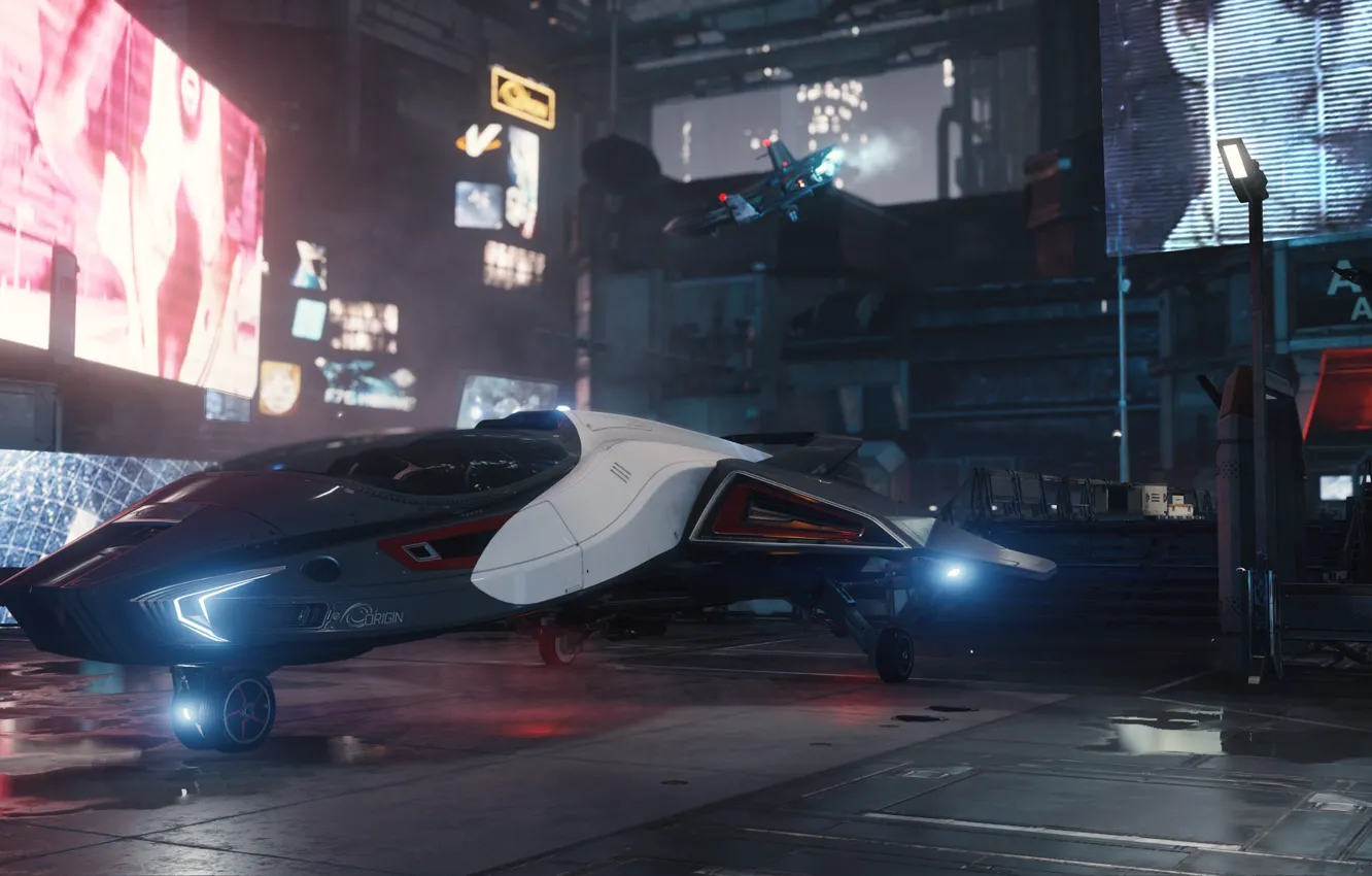 Фото обои город, реклама, звездолет, Star Citizen, Origin