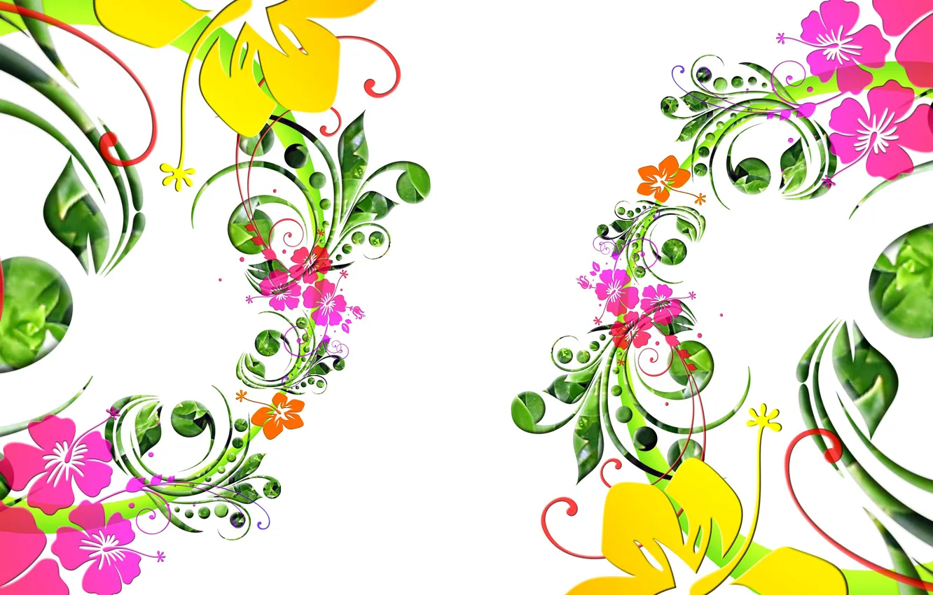 Фото обои цветы, узор, объем, симметрия