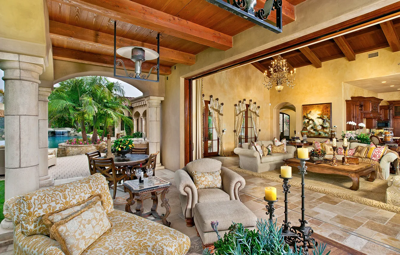 Фото обои living room, home, luxury, ranch, santa fe