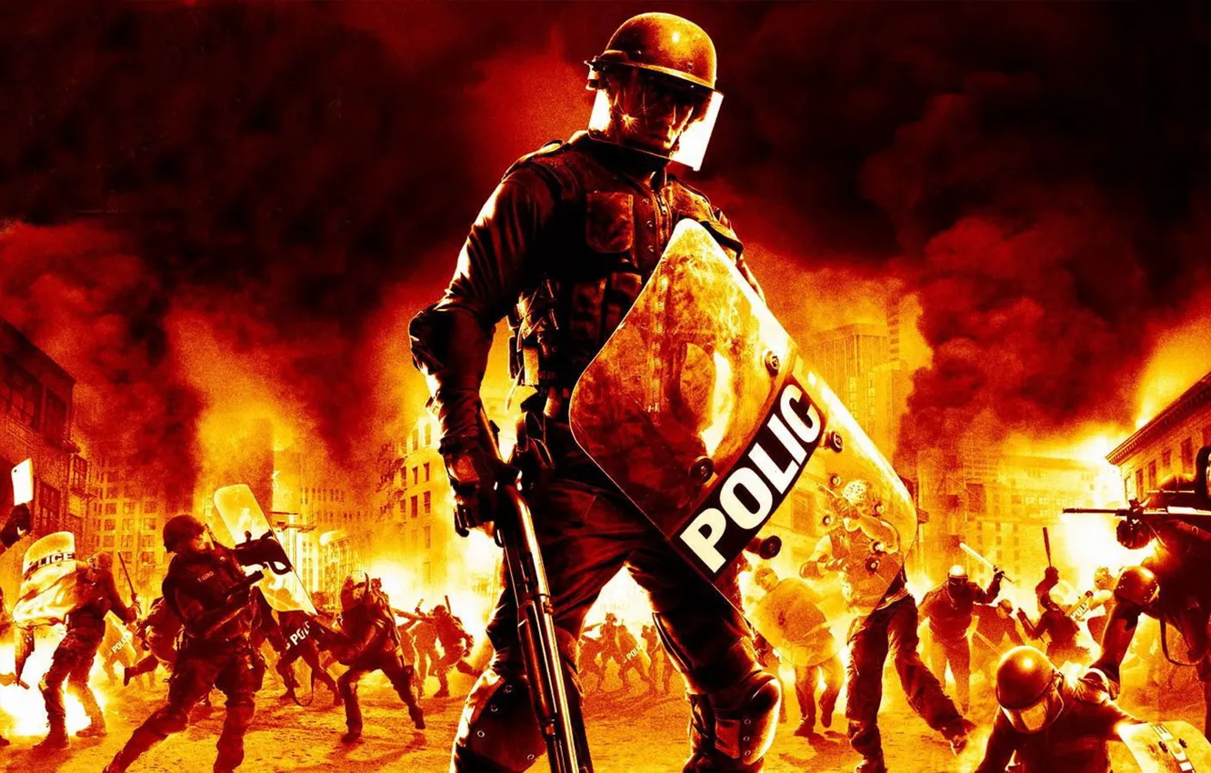 Фото обои Urban Chaos: Riot Response, first-person shooter video game, Шутер от первого лица