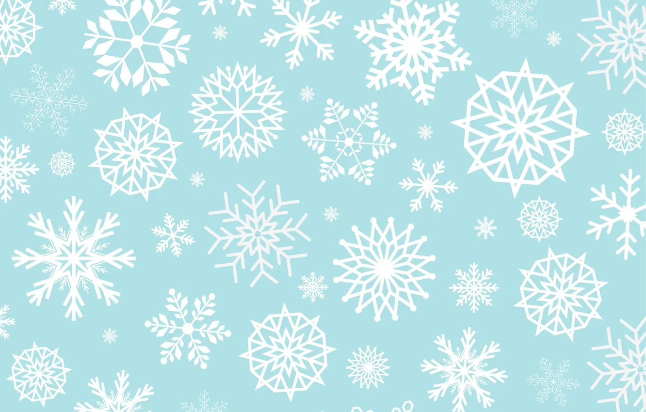 Фото обои зима, снежинки, фон, голубой, Christmas, blue, winter, background