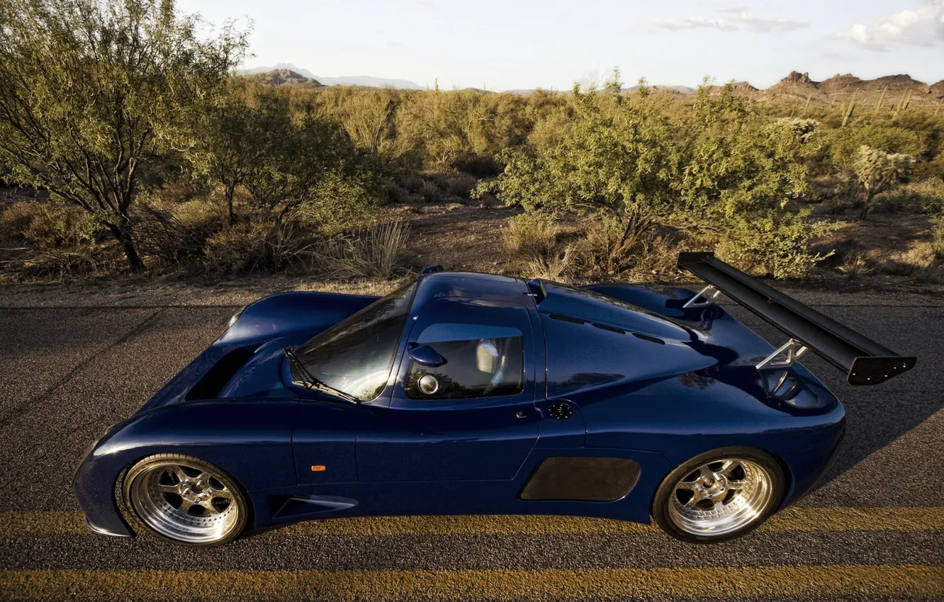 Фото обои Sky, Blue, Road, Supercar, Trees, Desert, GTR1, Ultima