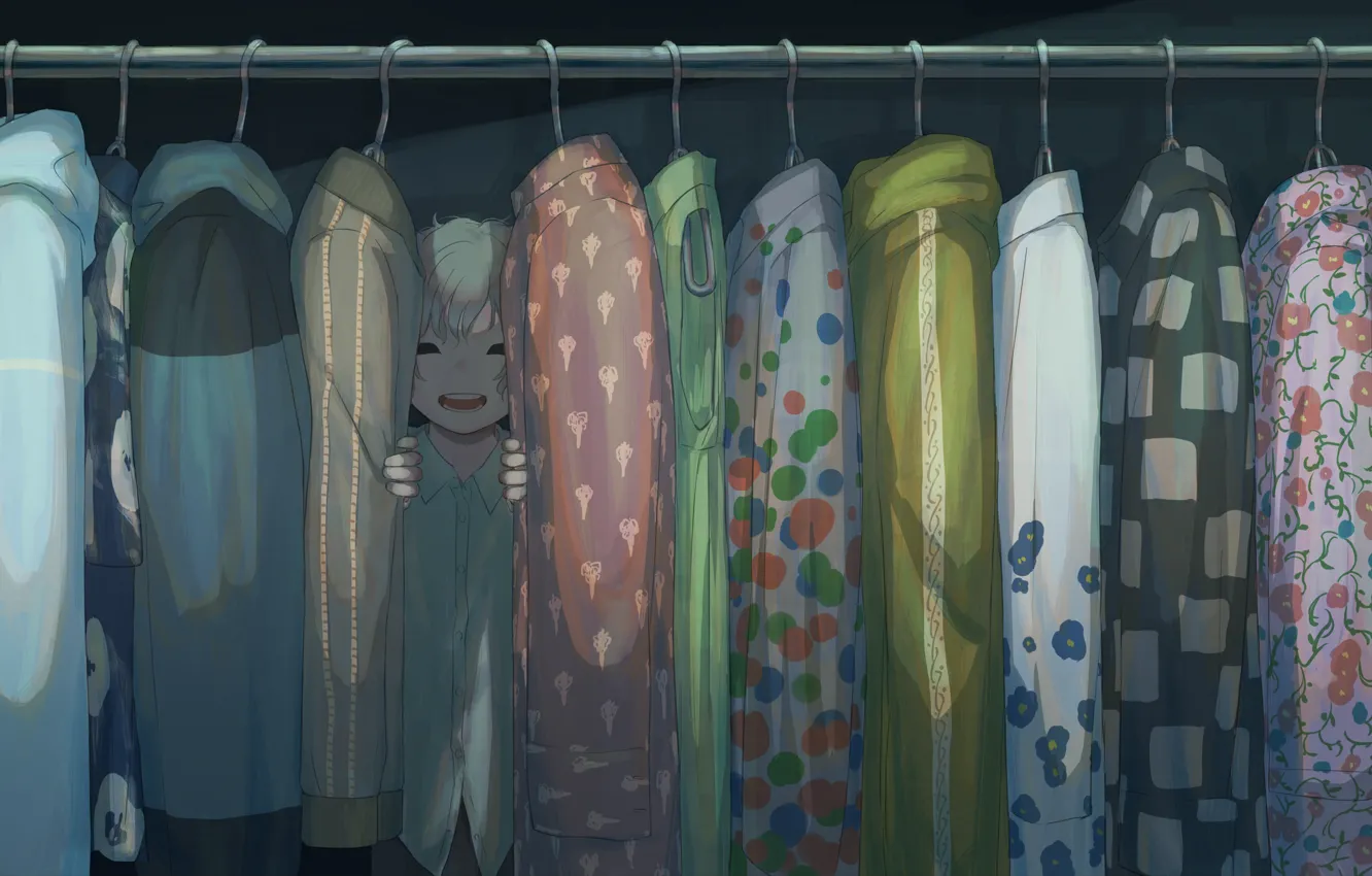 Фото обои улыбка, одежда, девочка, шкаф