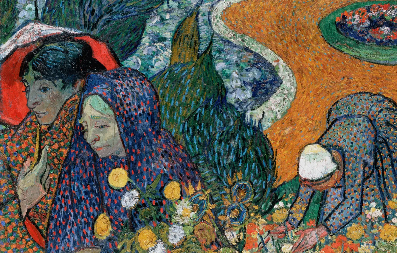 Фото обои картина, жанровая, Vincent Willem van Gogh, Винсент ван Гог, Арлезианки, Воспоминание о Саде в Эттене
